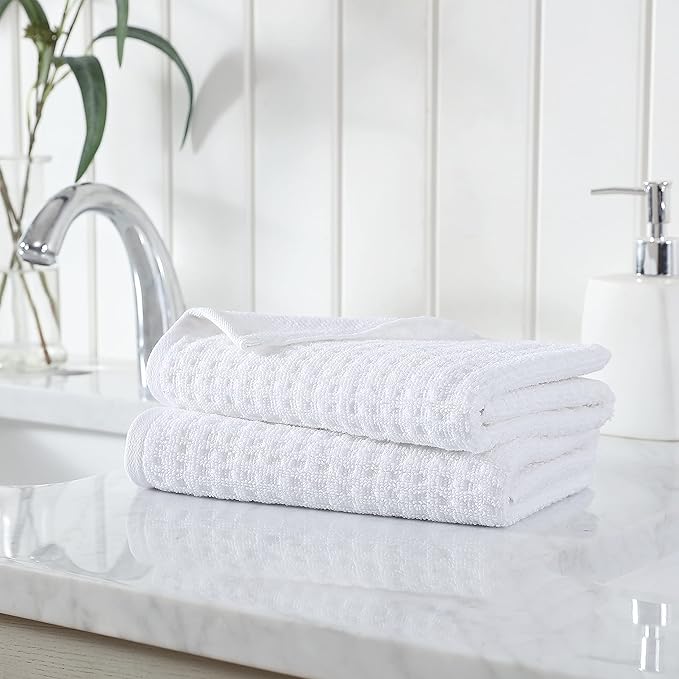 Tommy Bahama- Hand Towel Set, Highly Absorbent Cotton Bathroom Decor, Low Linting & Fade Resistant (Northern Pacific White, 2 Piece)