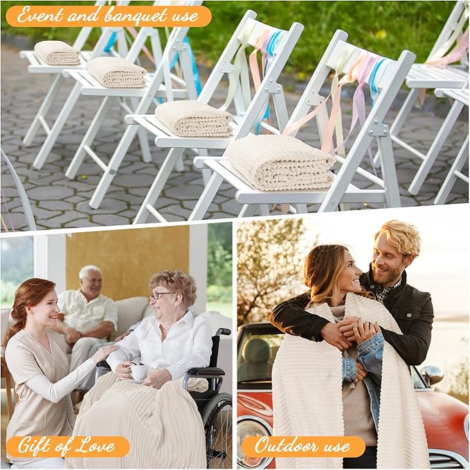 Buryeah 24 Pcs Flannel Throw Blanket Bulk 50 x 60 in Sleepover Blanket Outdoor Wedding Throw Lightweight, Oeko-tex Standard 100 Certified for Sofa Homeless Gifts (Beige)