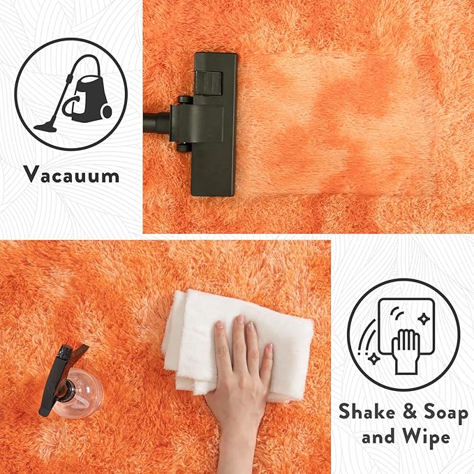 Shag Area Rug 6x9 for Living Room, Large Orange Fluffy Rug for Bedroom Girls Kids Teen Room, Soft Fuzzy Plush Carpet for Nursery Dorm, Non Slip Indoor Shaggy Throw Rug for Home Decor, Orange Tie Dye