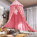 Bed Canopy for Girls, Dreamy Frills Ceiling Hanging Princess Canopy Bedroom Decoration Soft Canopy Net Reading Nook, Extra Large Full Queen Size Bed Canopies - Pink