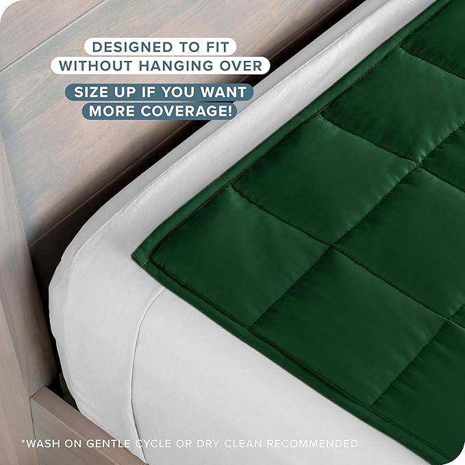 Bare Home Weighted Blanket Twin or Full Size 7lb (40" x 60") - All-Natural 100% Cotton - Premium Heavy Blanket Nontoxic Glass Beads (Forest Green, 40"x 60")