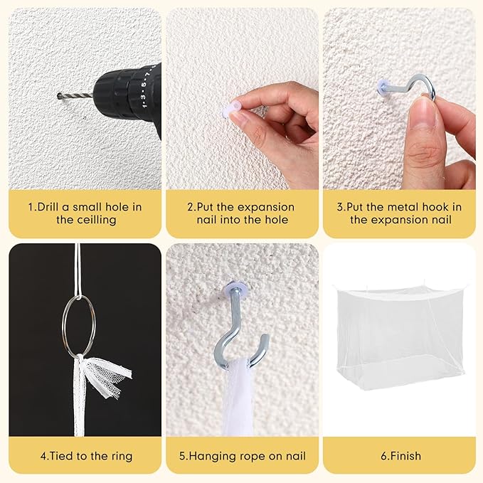 4 Corners Mosquito Net for Mosquiteros para Camas Bed Canopies Netting Bed Drapes Rectangular Mosquito Mesh for Camping Home Outdoor Travel(White A,L75 X W35.5 X H59 Inch,No-Opening)