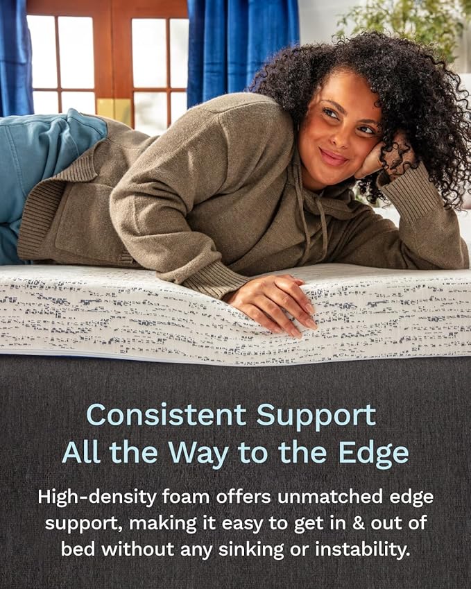 ViscoSoft 4 Inch Memory Foam Mattress Topper Twin - Select High Density Ventilated Mattress Pad - Removable Bamboo-Rayon Cover