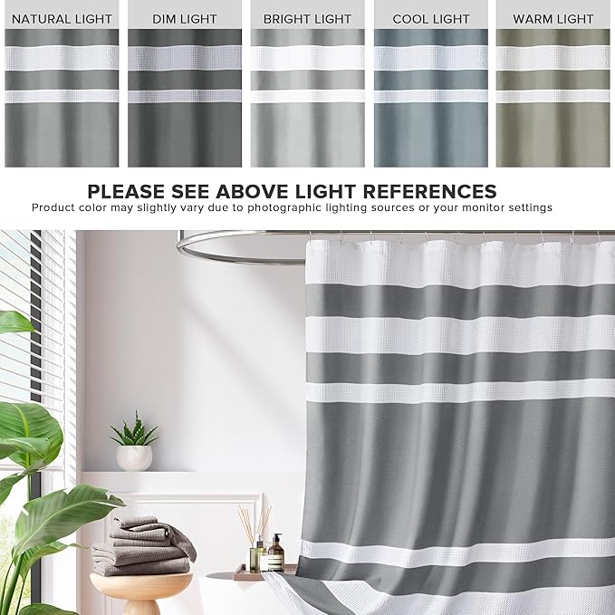 Madison Park Shower Curtain Spa Waffle Weave Stall Shower Curtain for Bathroom 3M Scotchgard Moisture Management, Spa Quality Modern Shower Curtains for Bathroom, Stall: 36x72'' Charcoal