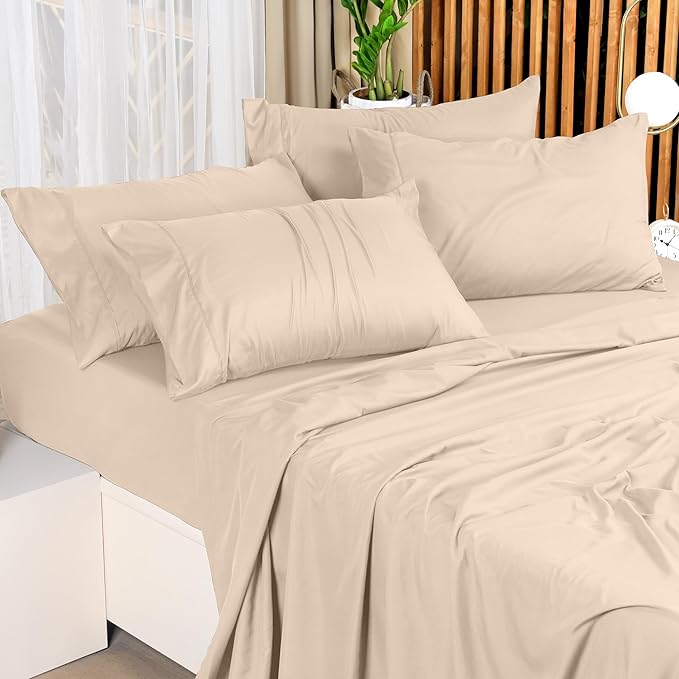 Utopia Bedding Full Sheet Set – 4 Piece Bed Sheets for Full Size Bed, Soft and Breathable Microfiber, Includes 1 Fitted Sheet, 1 Flat Sheet and 2 Pillowcases (Beige)