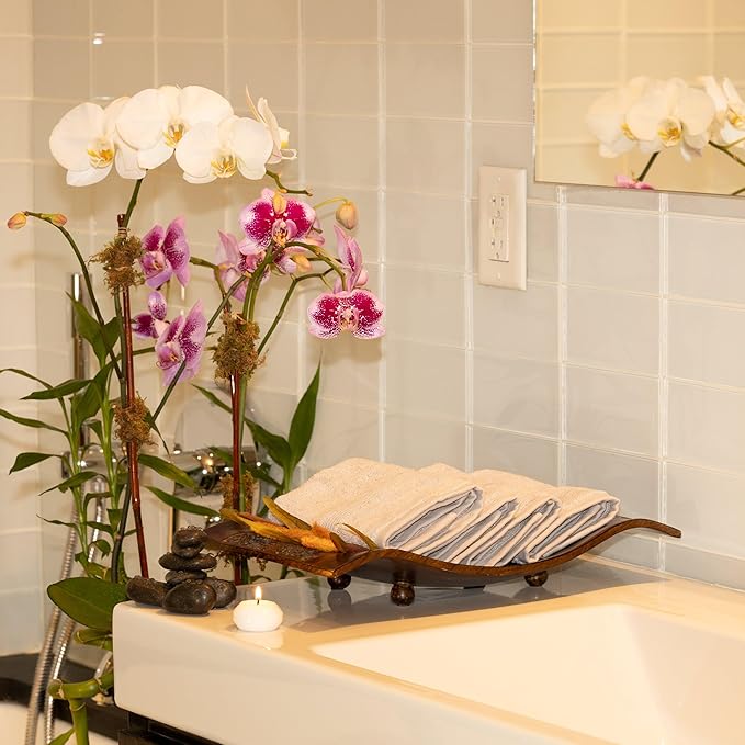 Mosobam Luxury Turkish 12pc Towel Set 30X58 16X30 13X13 Light Grey (Gray) 700 GSM Bamboo Viscose & Aegean Turkish Combed Cotton