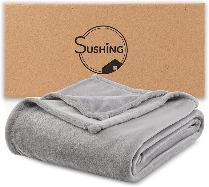 Luxury Fleece Warm Blanket, Soft Lightweight Velvety Plush Blanket for Sofa and Bed, Cozy Comfy for All Seasons(Chateau Grey, 90×90 Inches)