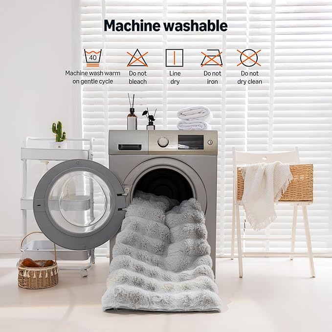 Amazon Basics Indoor Area Rug, 3D Bubble Washable Home Decor Carpet for Living Room, Bedroom, 2' W × 3' L, Grey