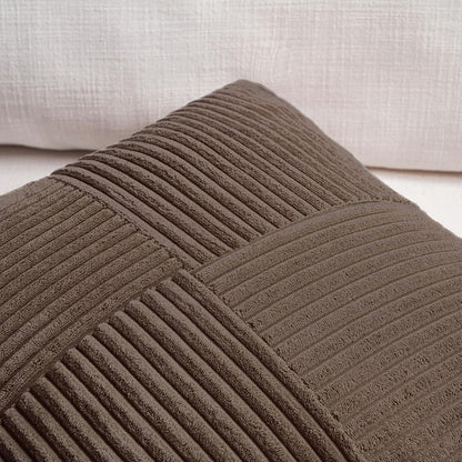 Fancy Homi 2 Packs Dark Brown Decorative Throw Pillow Covers 20x20 Inch for Living Room Couch Bed Sofa, Rustic Farmhouse Boho Home Decor, Soft Corss Corduroy Patchwork Accent Cushion Case 50x50 cm