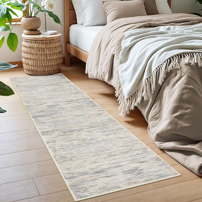 2x6 Modern Abstract Runner Rug for Hallways, Gray Beige Neutral Multi Super Soft Hallway Decor Kitchen Rugs with Non-Slip, Non-Shedding Washable Runners for Entryway Laundry Indoor