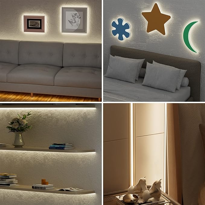 PAUTIX COB LED Strip Lights,UL Listed Dotless LED Lights with RF Remote,16.4ft Natural White 4000K Super Bright Dimmable Flexible Diffused LED Tape Light,Kitchen Cabinet,Office,Stairs,Shelf Lighting