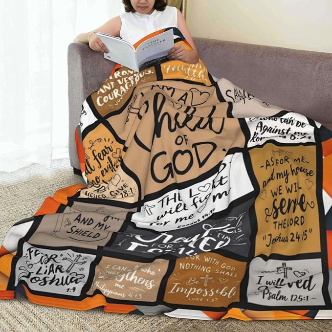 Christian Gift for Women, Bible Inspirational Throw Blanket for Couch, Soft Flannel Blanket, 60"x 80" Prayers Blankets for Bedroom Sofa Living Christmas Halloween Decoration