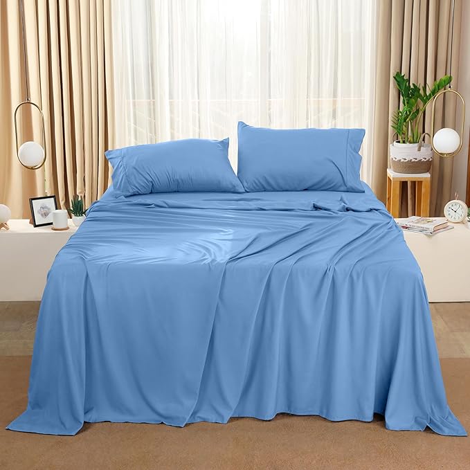 Utopia Bedding Full Sheet Set – 4 Piece Bed Sheets for Full Size Bed, Soft and Breathable Microfiber, Includes 1 Fitted Sheet, 1 Flat Sheet and 2 Pillowcases (Dutch Blue)