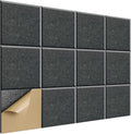 Sound Proof Panels Square Self-Adhesive, 12 Pieces High Density Acoustic Panel, 12" X 12" X 0.4" Stylish Sound Dampening Padding for Studio Recording Office Home(Sesame Black)