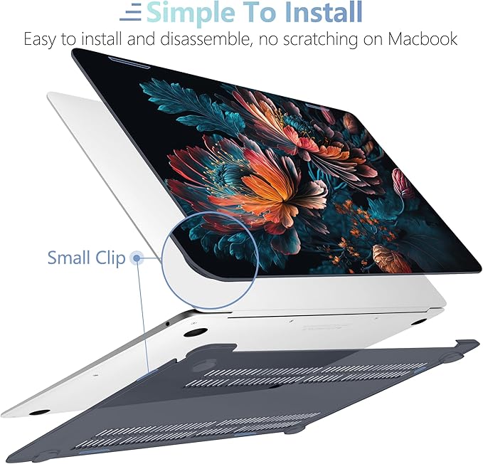 MEEgoodo for MacBook Air 13 inch Case 2021 2020 2019 2018 Released A2337 M1 A2179 A1932 with Touch ID, Plastic Hard Shell & Keyboard Cover Compatible with MacBook Air Case 13.3, Bunch Flowers
