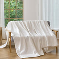 CHUFFED Cotton Waffle Blanket Throw Size - Plush Milk Velvet & Reversible Waffle Weave,Anti-Static 300Gsm Design，Thick Cozy Soft Winter Blanket for Bed, Couch, Sofa - White, 50x70 Inches