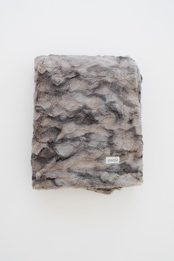 GRACED SOFT LUXURIES Oversized Throw Blanket Living Room Decor Softest Warm Elegant Aesthetic Comfy Cozy Faux Fur for Home, Couch, Sofa, Bed, Chair (XL 60" x 80", Marbled Gray)