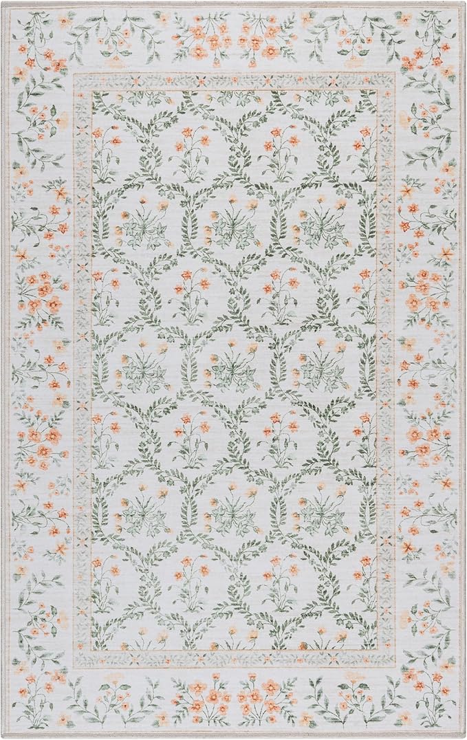 Gertmenian Indoor Boho Area Rug | Home Decor for Entryway, Bedroom, Living Room, Office, Kitchen | Non Slip, Soft, Printed Accent Rugs | Vela, Ivory, 3x5 Small, 24609