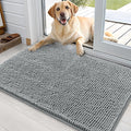 OLANLY Dog Door Mat for Muddy Paws 35x24, Absorbs Moisture and Dirt, Absorbent Non-Slip Washable Doormat, Quick Dry Chenille Mud Mat for Dogs, Entry Indoor Entryway Carpet for Inside Floor, Grey