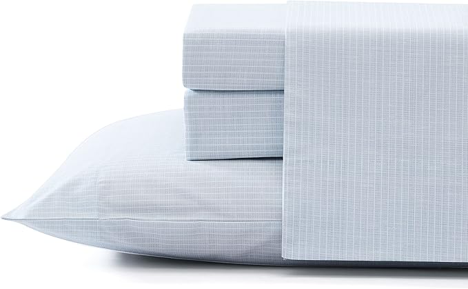 Tommy Bahama - Queen Sheets, Cotton Percale Bedding Set, Crisp & Cool, Stylish Bedding Set (Ala Moana Stripe Blue, Queen)