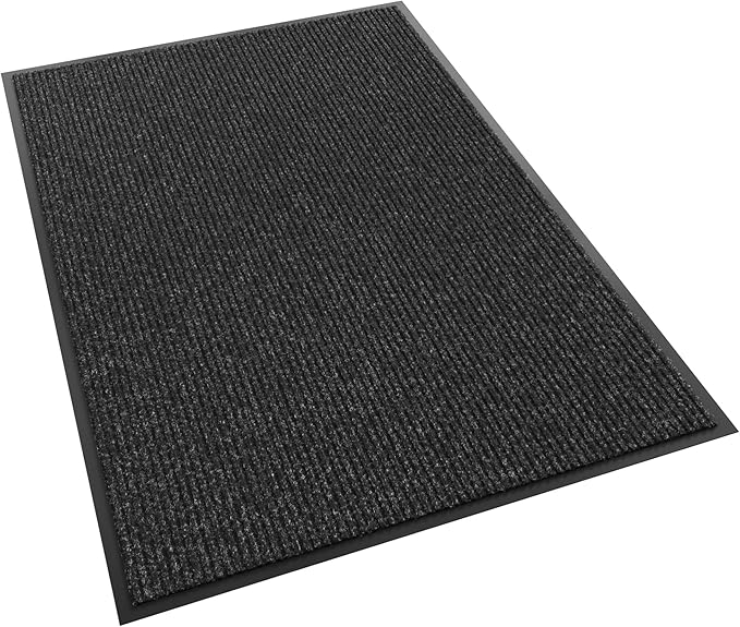Front Door Mat, 72" x 48" Heavy Duty Indoor Outdoor Doormat, Non-Slip Welcome Mats for Entryway, Rubber Backing Low Profile Commercial Door Mats, Black Stripe