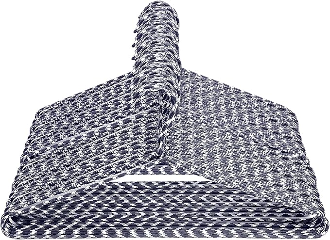 Clothes Hangers 60 Pack Stylish Fabric Wrapped Metal, Space Saving Coat, Velvet, Pant Hangers for Closet Organization, Durable Non-Slip, Navy/White Wardrobe Essentials Bulk Storage