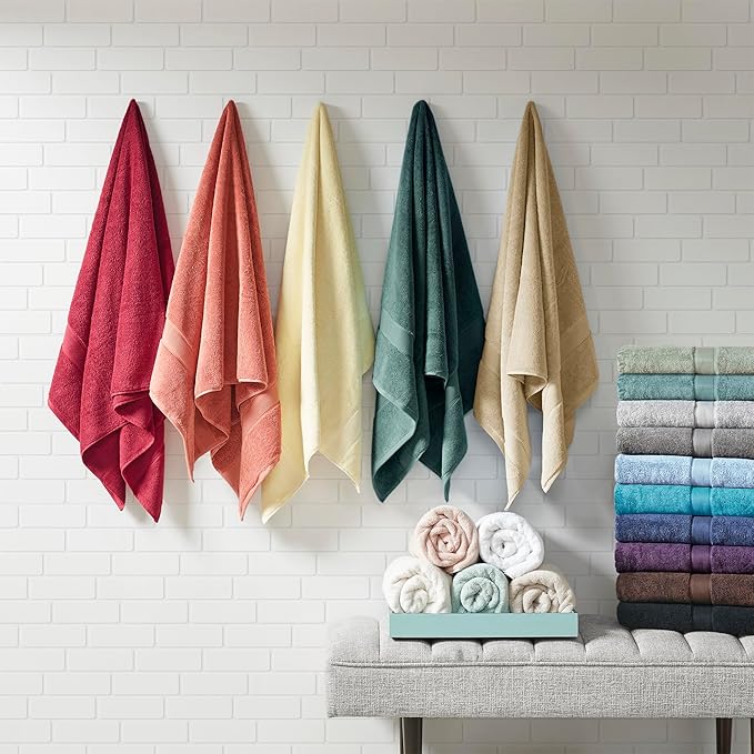 Madison Park 800GSM Bathroom Towel Set of 8 100% Cotton Bath Towel Set for Bathroom Luxurious Highly Absorbent 2 Bath Towels 2 Hand Towels 4 Washcloths Quick Dry Spa Quality Coral