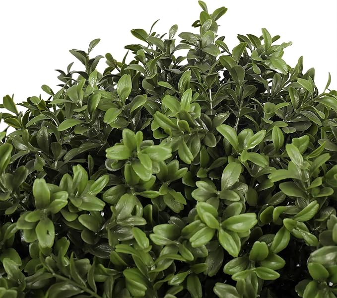 26" H x 18" W Artificial Boxwood Topiary Ball – Realistic UV-Resistant Artificial Shrub with Weighted Pot, Set of 2 – Indoor/Outdoor Year-Round Green Décor for Porch, Garden, Patio