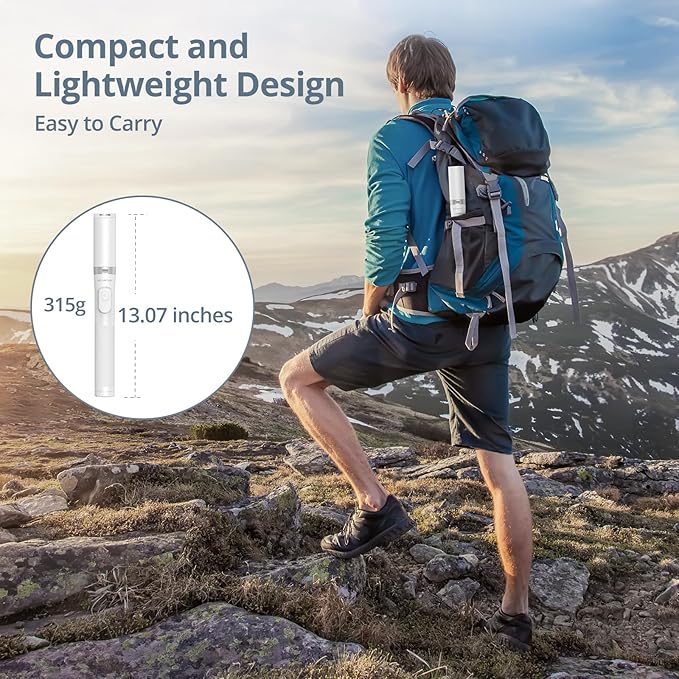 ATUMTEK 63" Phone Tripod, Extendable Selfie Stick Tripod with Bluetooth Remote, All-in-One Aluminum with Cold Shoe Mount for GoPro, 4"-7" iPhone and Android Smartphones, White