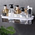 LEVERLOC Shower Caddy Suction Cup, Shower Organizer Removable Bathroom Shelf, Storage Suction Powerful Max Hold 22lbs Bathroom Caddy Waterproof Holder, Chrome & Clear, Large