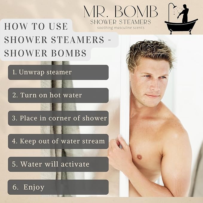 Mr. Bomb Large Shower Steamers for Men, Dude Bombs, Aromatherapy for The Guys, Shower Bombs for Men Gift Set, 10 Pack Steamer Set, Elevate Your Bathing and Relaxation (Large, Man-Up)