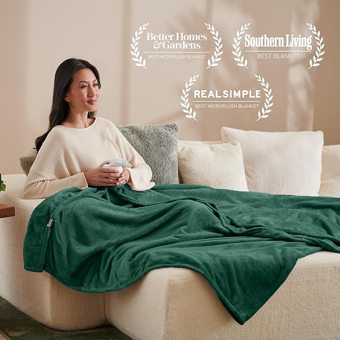 Bare Home Fleece Blanket - Twin/Twin Extra Long - Ultra-Soft Lightweight for Bed, Sofa, and Couch - Luxury Microplush - Cozy Warm Blanket (Twin/Twin XL, Forest Green)