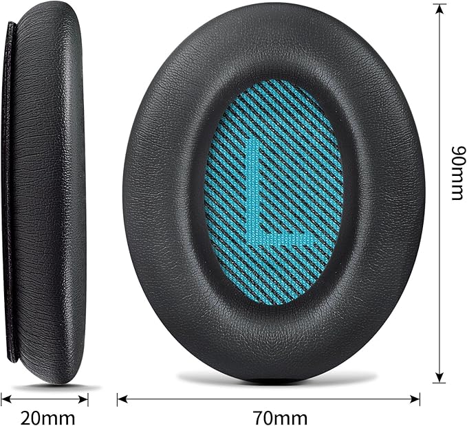 Headphones Replacement Ear Pads, Soft Protein Leather earpad Cushions for AE2/QuietComfort 15/QC25 Headphones, Noise Isolation Memory Foam, Cloud Like Comfort - Black