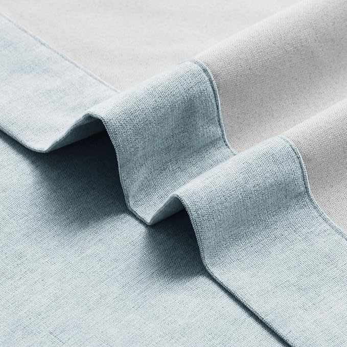 Macochico 52" Wx108 L 100% Blackout Curtains Extra Long Thermal Insulated Chenille Curtains for Living Room Bedroom Auditorium Home Theater Light Blue Grommet Curtains with Tieback Classic 1 Panel