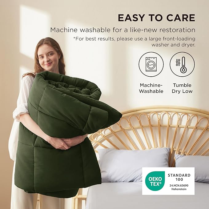 Bedsure Comforter Duvet Insert - Quilted Comforters Cal King Size, All Season Duvet, GentleSoft Down Alternative Bedding, with 8 Tabs, Gifts for Women/Men, Olive Green, California King 96 X 102 Inches