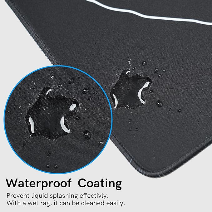 Large Gaming Mouse Pad for Desk,Kanagawa XXL Mouse Pad 35.4x15.7 Inch,Waterproof Desk Pad,Non-Slip Rubber Base Mice Pad,Keyboard Pad Computer Mat,Black Mouse pad