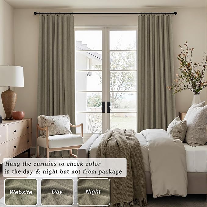 Pitalk 108 Inch Curtains 2 Panel Set Burg Modern Earthy Earth Tone Decorative Dark Out Taupe Curtain for Bedroom Heat Cold Blocking Window Coverings 9ft High Ceiling Drapes for Living Room Back Tab