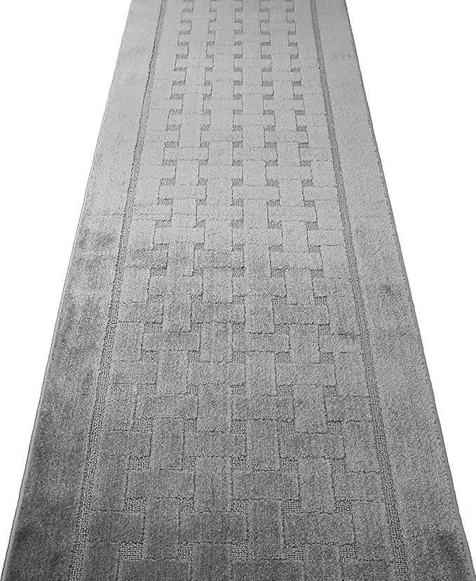 Non Slip Washable Carpet Runner Rug with Rubber Backing, Custom Floor Mat for Kitchen Hallway Stairs Bedroom Bathroom Entry, Grey, Your Choice of Length, 26 Inch X 7 feet