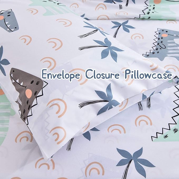 JSD Dinosaur Kids Sheet Set Full Size, 4 Piece Palm Tree Printed Microfiber Bed Sheets Deep Pocket