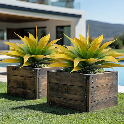 Artificial Plants Outdoor Faux Plant,Artificial Agave Faux Hostas Outdoor Uv Resistant Artificial Plants Indoor Fake Plant Artificial Agave Plant Indoor(2pcs, 28") Yellow
