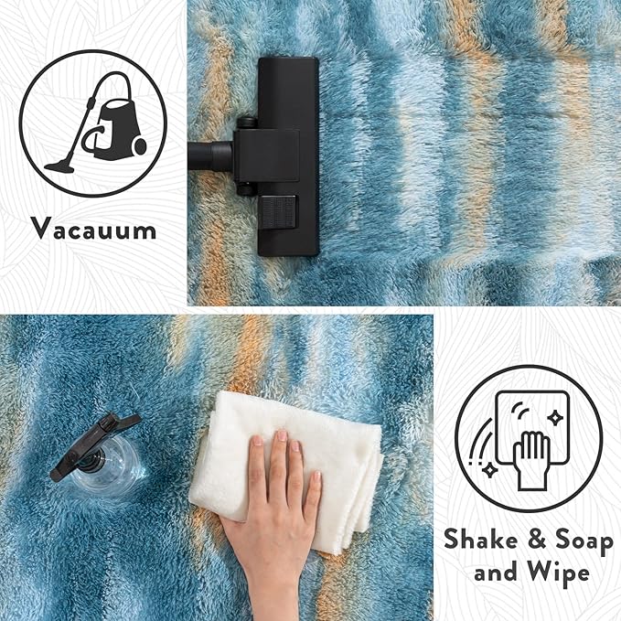 8x10 Rugs for Living Room, Soft Fluffy Blue Fuzzy Shag Large Area Rugs for Bedroom Boys Girls Kids Room Nursery Dorm Home Decor, Non-Slip Plush Shaggy Indoor Carpet