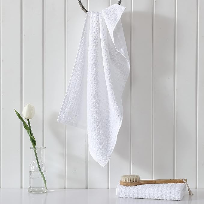 Tommy Bahama- Hand Towel Set, Highly Absorbent Cotton Bathroom Decor, Low Linting & Fade Resistant (Northern Pacific White, 2 Piece)