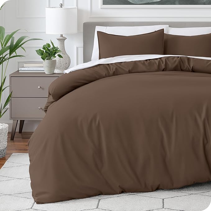 Bare Home Bedding Duvet Cover Queen Size - Premium 1800 Super Soft Collection - Lightweight, Cooling - Soft Breathable Bedding Duvet Cover (Queen, Cocoa)