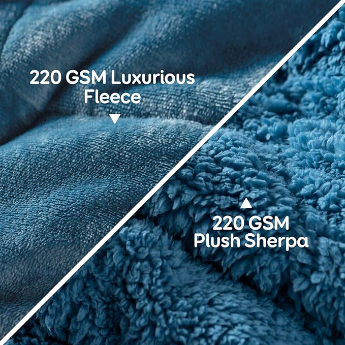 Weighted Blanket 20 lbs for Queen Bed, Flannel Shaggy Sherpa Weighted Blankets for Adults Comfortable Weighted Blankets for Calming and Relax, Bed Sofa Heavy Blankets,60x80 inches,State Blue