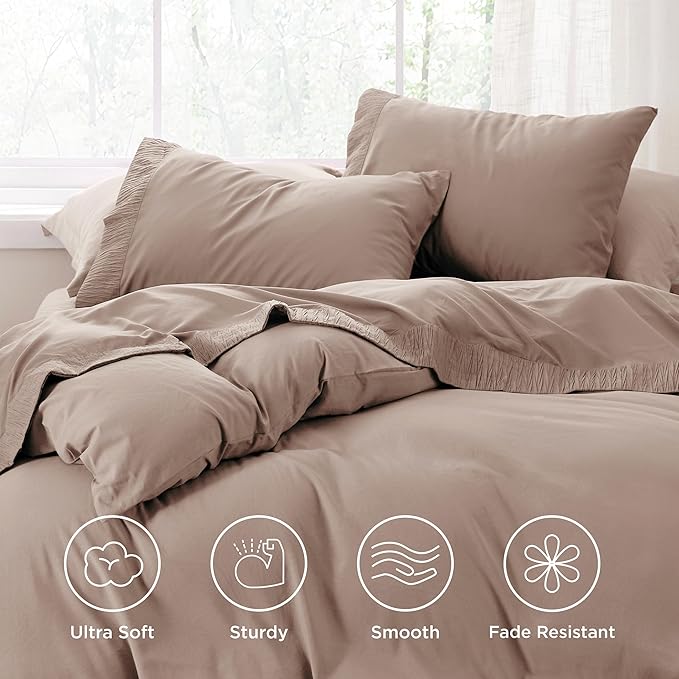 Bedsure Twin XL Sheet Sets Dorm Bedding - 3 Pieces Soft Extra Long Twin Sheets, Hotel Luxury, Easy Care Microfiber for Women, Men, Khaki