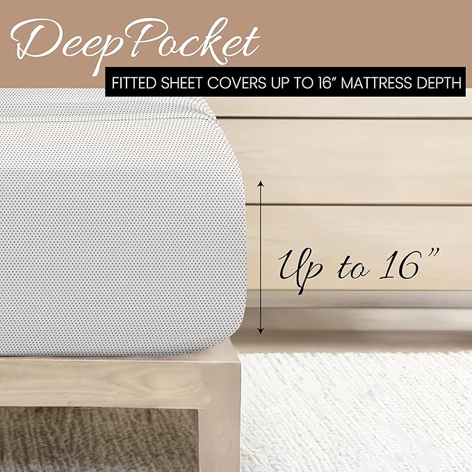 Linen Market Double-Brushed Patterned Microfiber King Sheet Set 4 Piece – Oeko-TEX Certified Ultra Soft & Wrinkle-Free - 16" Deep Pocket Sheets - Easy Care King Size - Stippled Gray