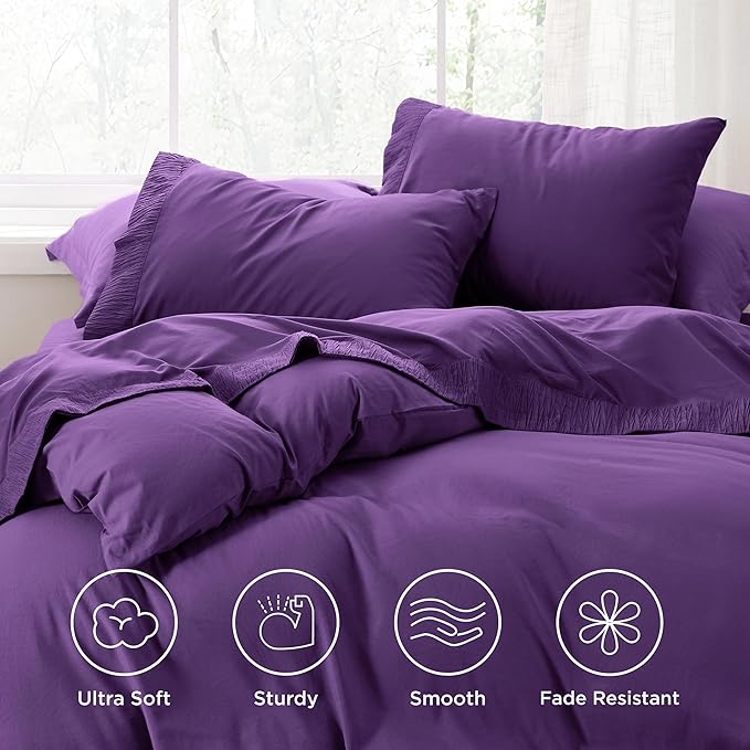 Bedsure Twin XL Sheet Sets Dorm Bedding - 3 Pieces Soft Extra Long Twin Sheets, Hotel Luxury, Easy Care Microfiber for Women, Men, Purple