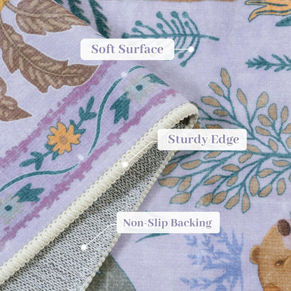 OJIA Animal Washable Area Rug 8x10, Boho Rugs for Living Room Playroom 8 x 10 Kids Bedroom Rugs, Non-Slip Ultra-Thin Indoor Large Floor Carpet for Dining Room Nursery Farmhouse