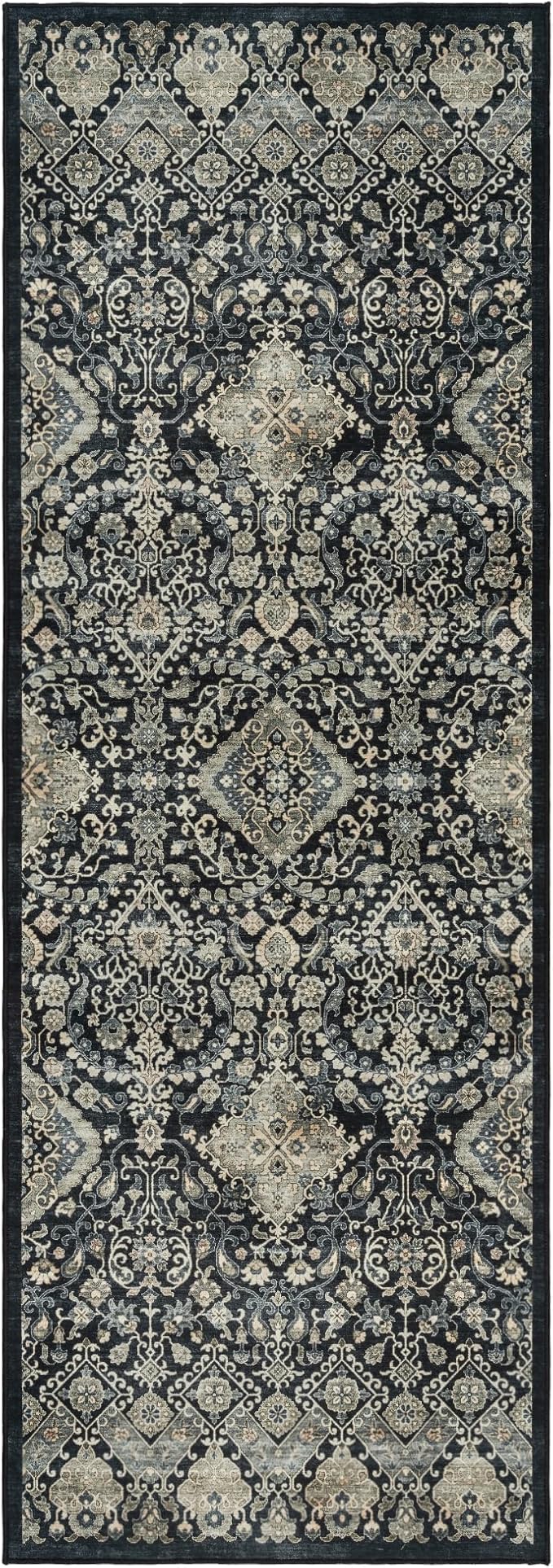 Gertmenian Indoor Boho Rug - 2x6 Runner, Non Slip, Super Strong, Ideal for High Traffic Areas in Entryway, Bedroom, Kitchen - Tanis, Anthrocite, 28527