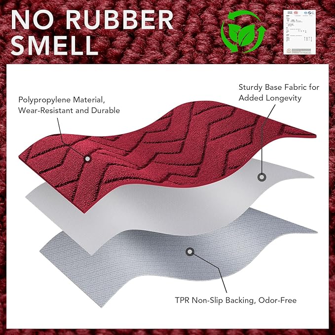 hicorfe Front Door Mat Outside Entrance,20"x31.5" Absorbent Muddy Dirt Resist Welcome Door Mats Outdoor Indoor,Stain and Fade Resistant,Non Slip Backing Entry Mat Doormat for Entryway(Red)